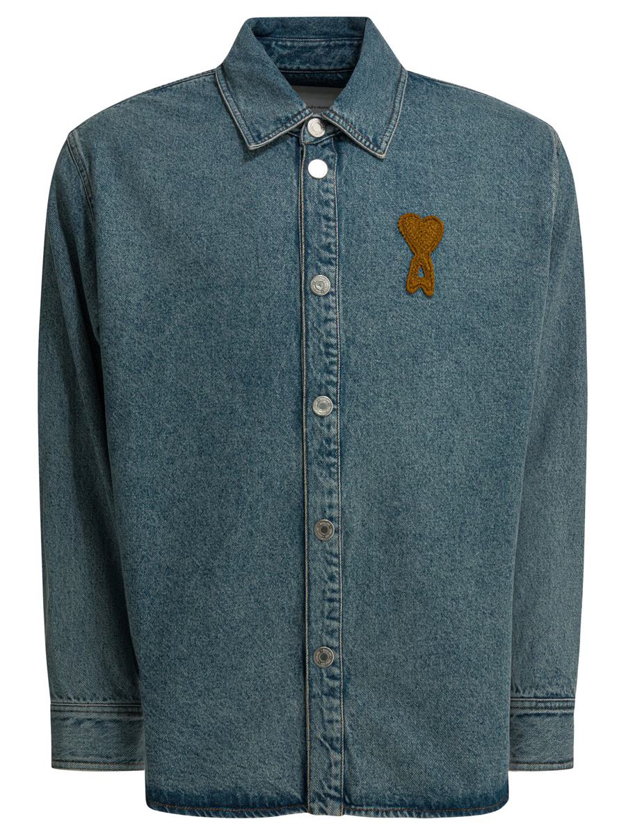 AMI Paris Denim Shirt With Logo