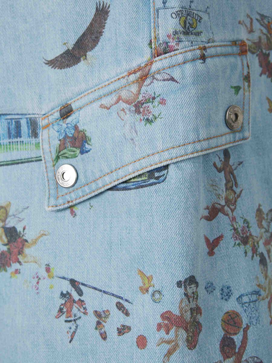 Off-White Printed Denim Bermuda Shorts