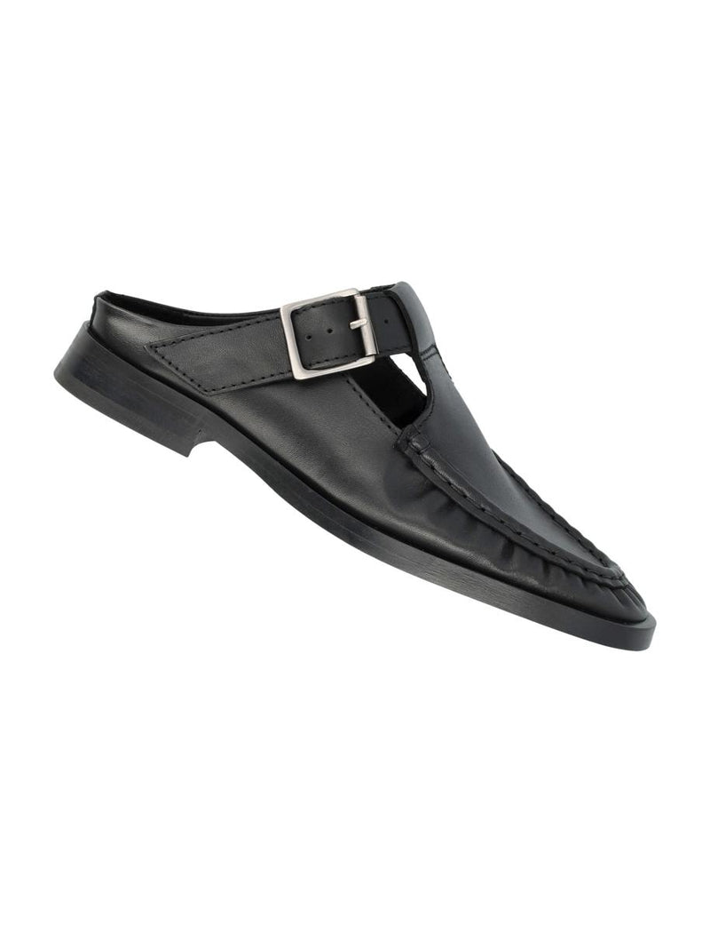 Miista Gianna Black Leather Mules