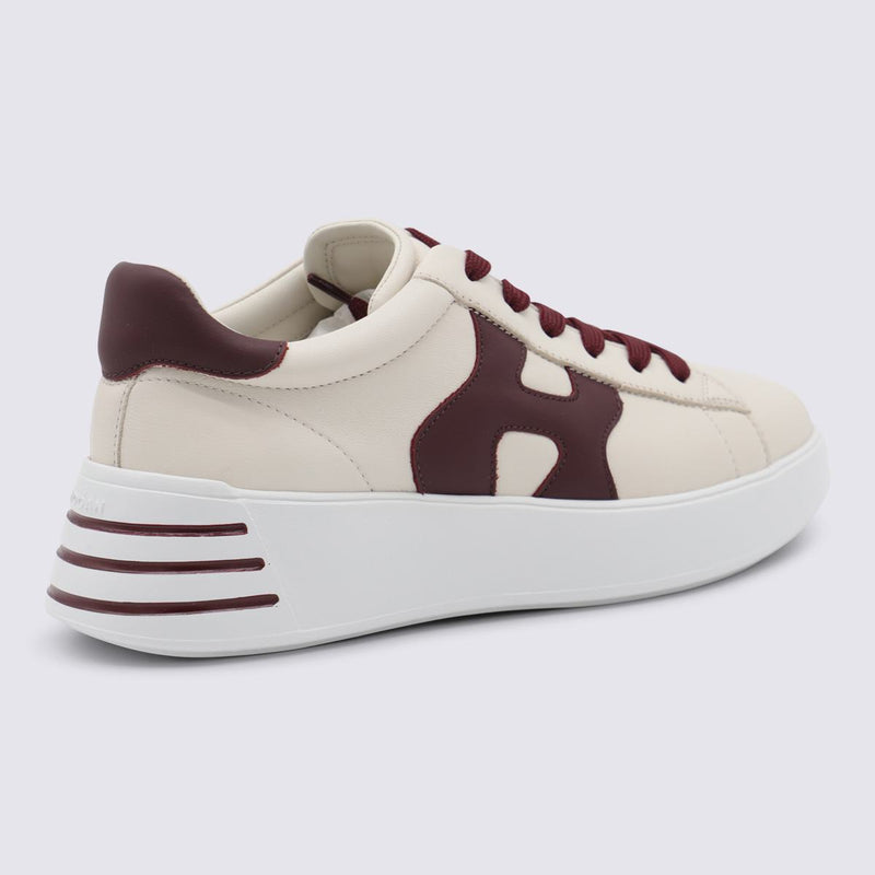 Hogan Beige And Bordeaux Leather Sneakers