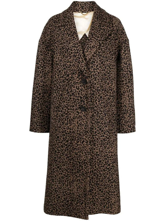 Golden Goose Single-Breasted Cocoon Wool Coat With Jacquard Motif Clothing