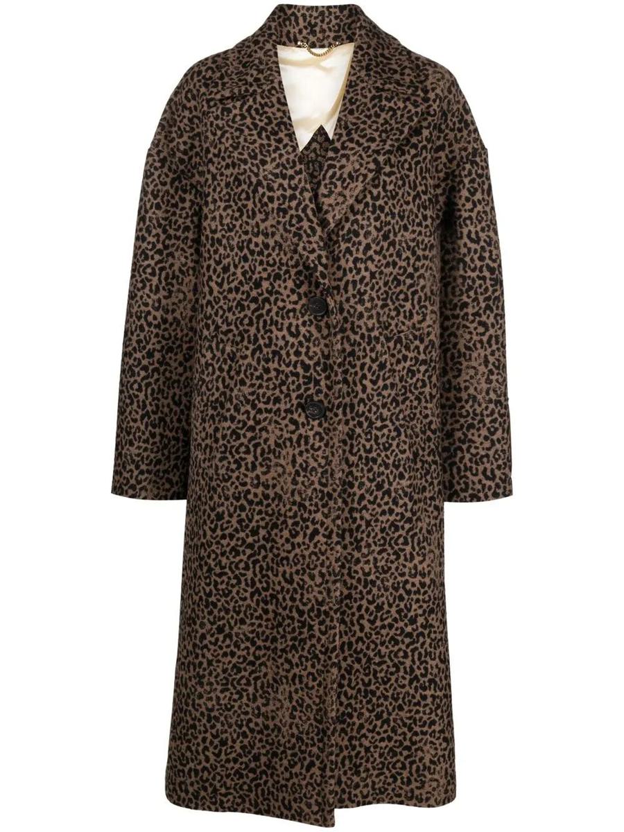 Golden Goose Single-Breasted Cocoon Wool Coat With Jacquard Motif Clothing