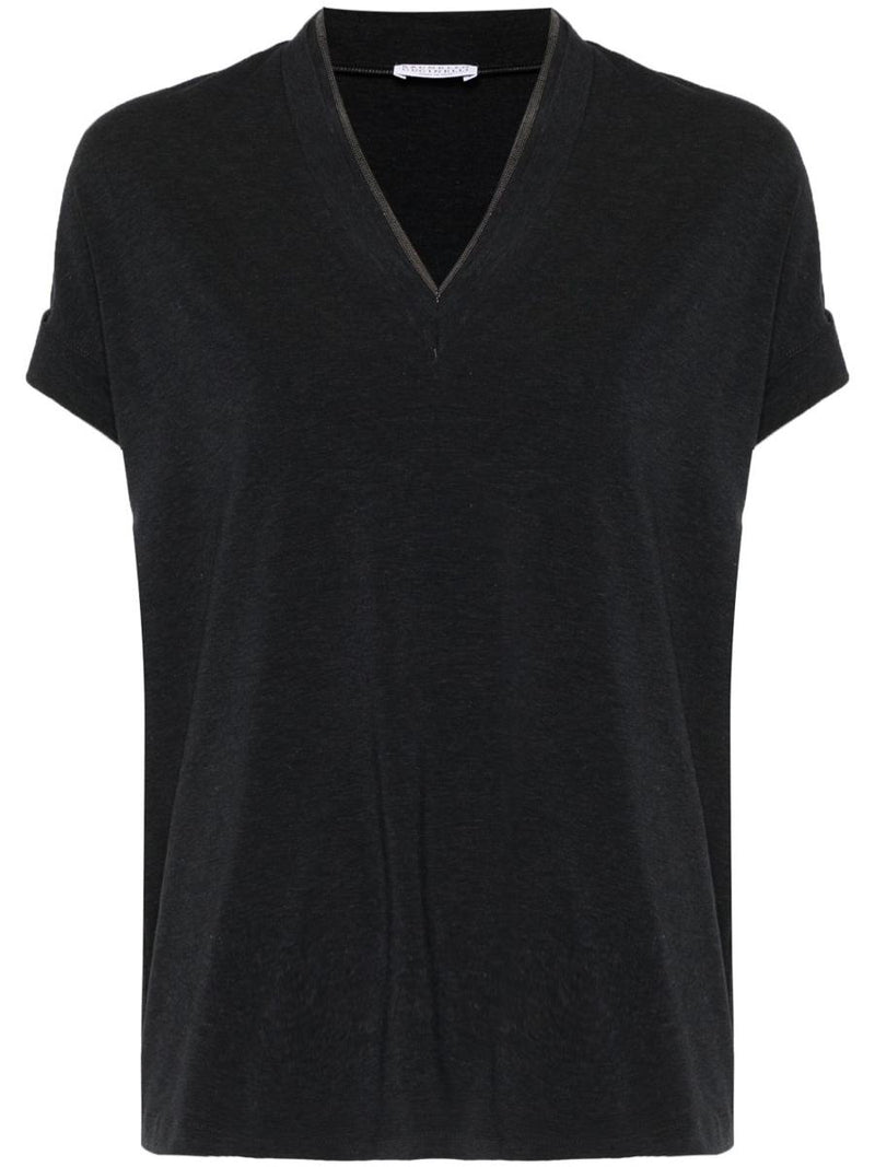Brunello Cucinelli Cotton V-Necked T-Shirt