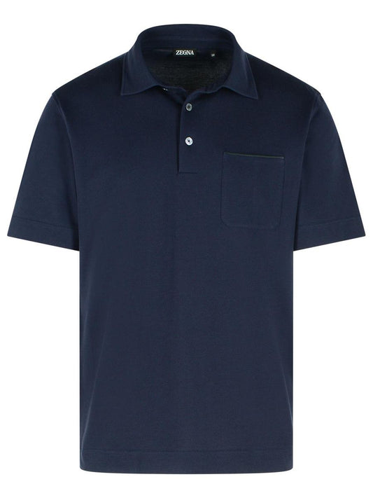 Zegna 'Pure' Blue Cotton Polo Shirt