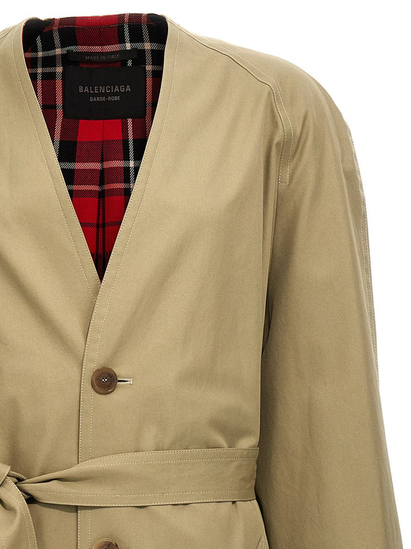 Balenciaga Check Lining Oversize Trench Coat