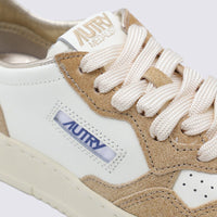 Autry Beige And Brown Leather Medalist Low Sneakers