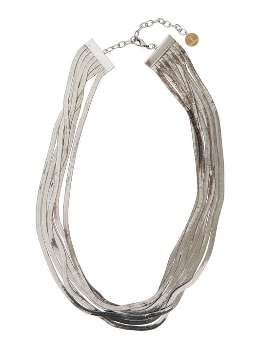 'Imperial Long' Silver-Colored Necklace With Adjustable Clasp And Metallic Pendant With Logo In Brass Woman