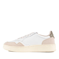Autry Medalist Low Sneakers In Leather And Suede Color White And Covert Green