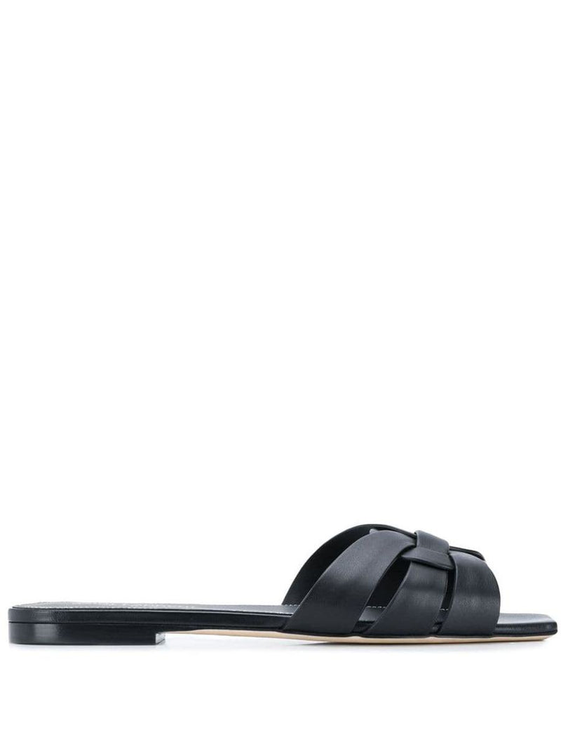 Saint Laurent Tribute Leather Flat Sandals