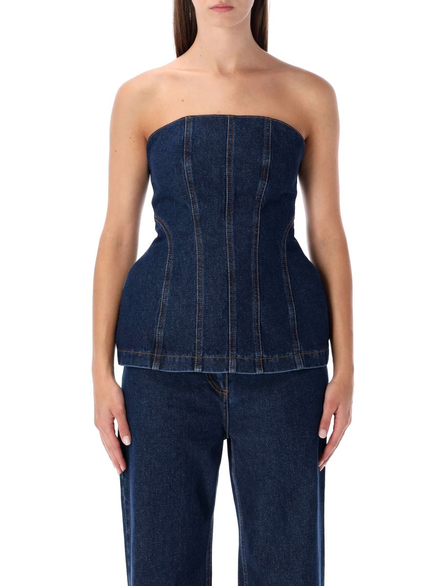 Magda Butrym Strapless Denim Corset Top