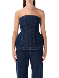 Magda Butrym Strapless Denim Corset Top