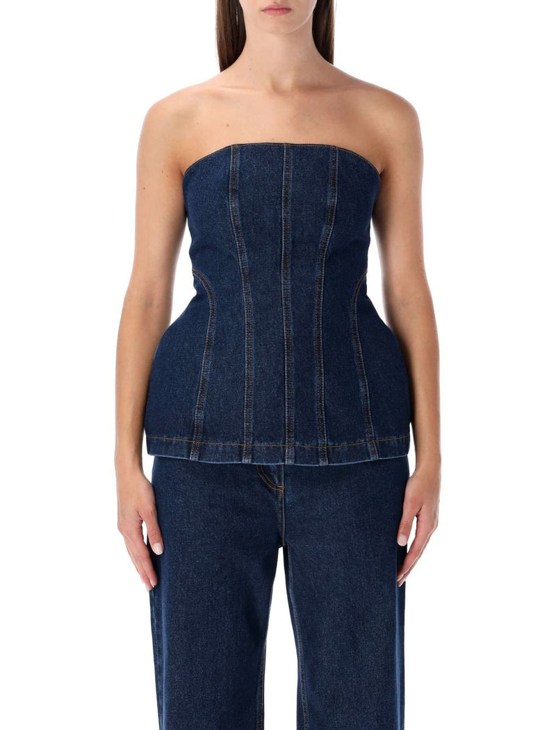 Magda Butrym Strapless Denim Corset Top