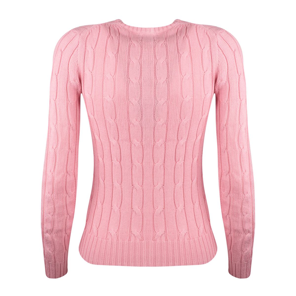 Ralph Lauren Pale Pink Cotton Cable-Knit Crew Neck Sweater