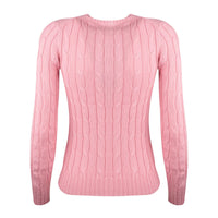 Ralph Lauren Pale Pink Cotton Cable-Knit Crew Neck Sweater