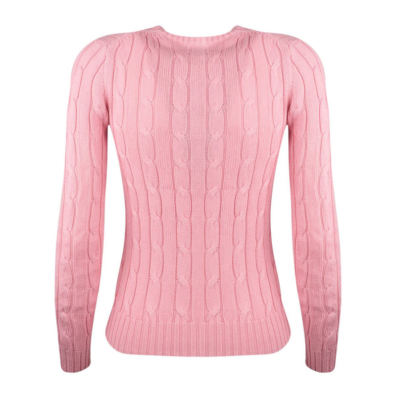 Ralph Lauren Pale Pink Cotton Cable-Knit Crew Neck Sweater