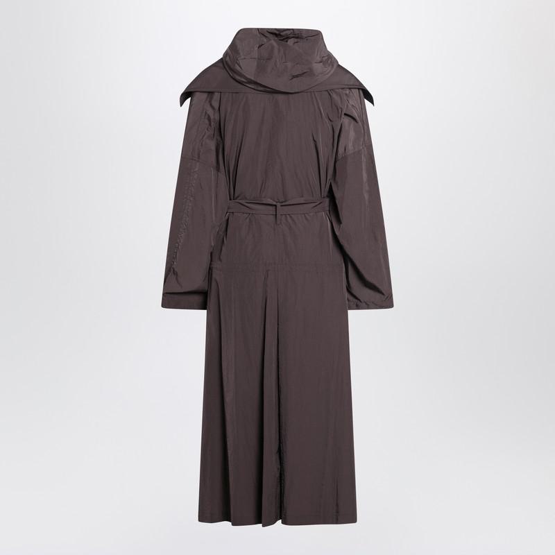 Sportmax Coffee-Colored Oversized Taffeta Trench Coat