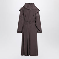 Sportmax Coffee-Colored Oversized Taffeta Trench Coat