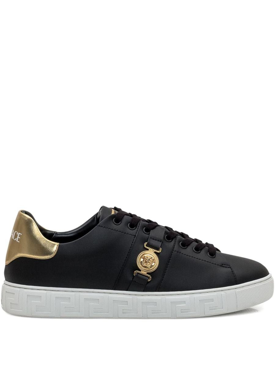 Versace Black Sneakers With Gold Detail