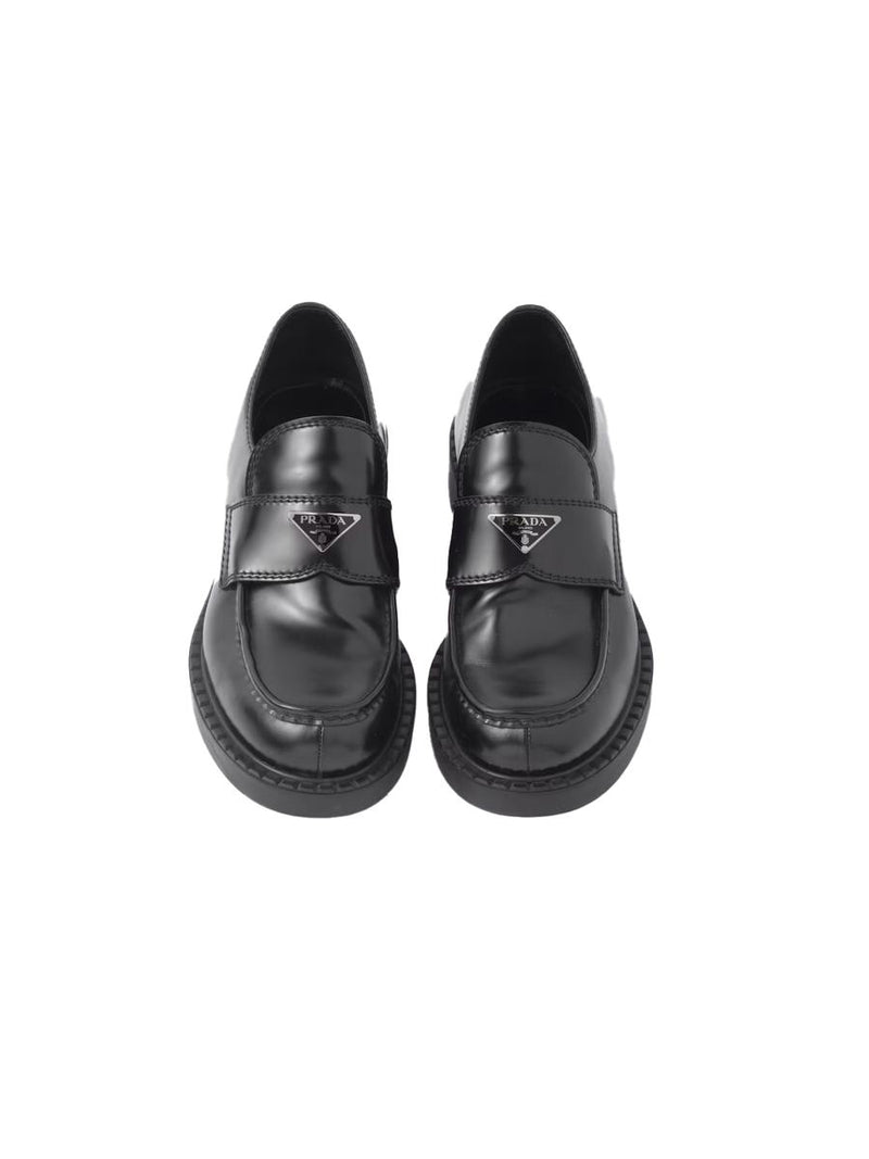 Prada Chocolate Brushed Leather Loafers