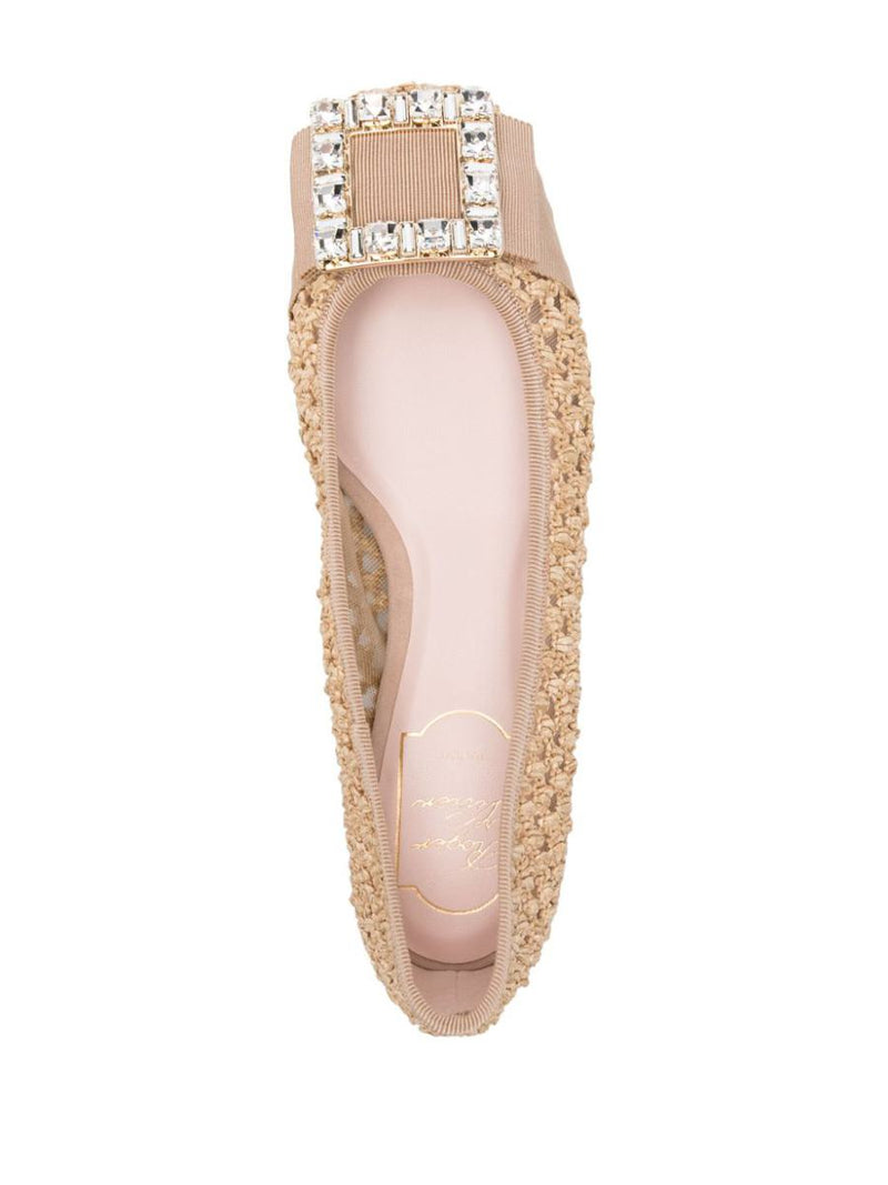 Roger Vivier Très Vivier Raffia Ballet Flats
