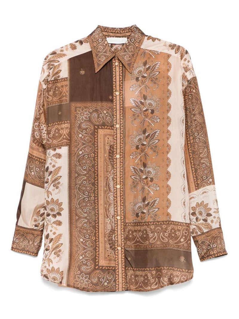 Zimmermann Brown Silk Bandana Print Shirt