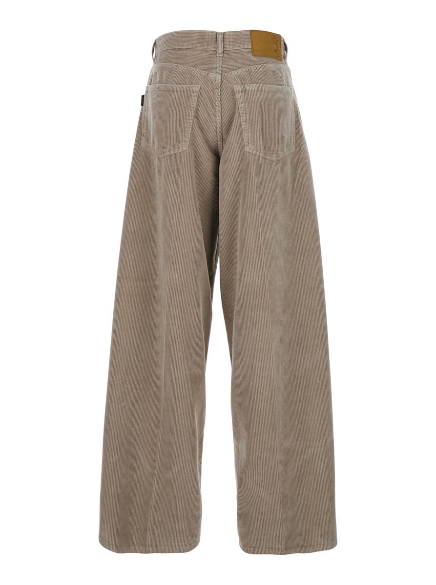'Bethany' Brown Ribbed Knit Pants With Wide Leg In Cotton Woman