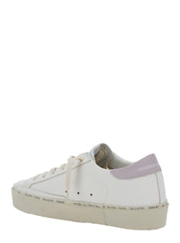 'Hi Star' White Low Top Sneakers With Laminated Star Patch On The Side In Leather Woman