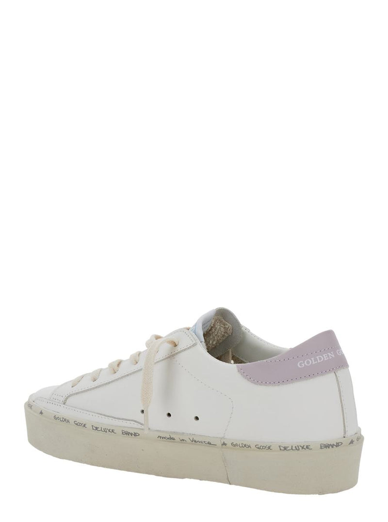'Hi Star' White Low Top Sneakers With Laminated Star Patch On The Side In Leather Woman