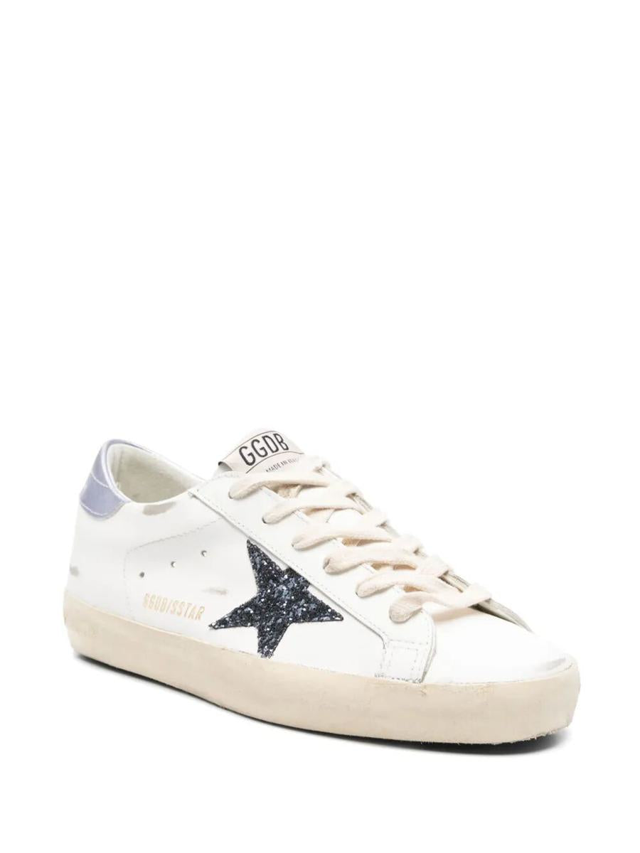 Golden Goose "Super Star" Leather Upper And Toe Glitter Star Laminated Heel. Shoes