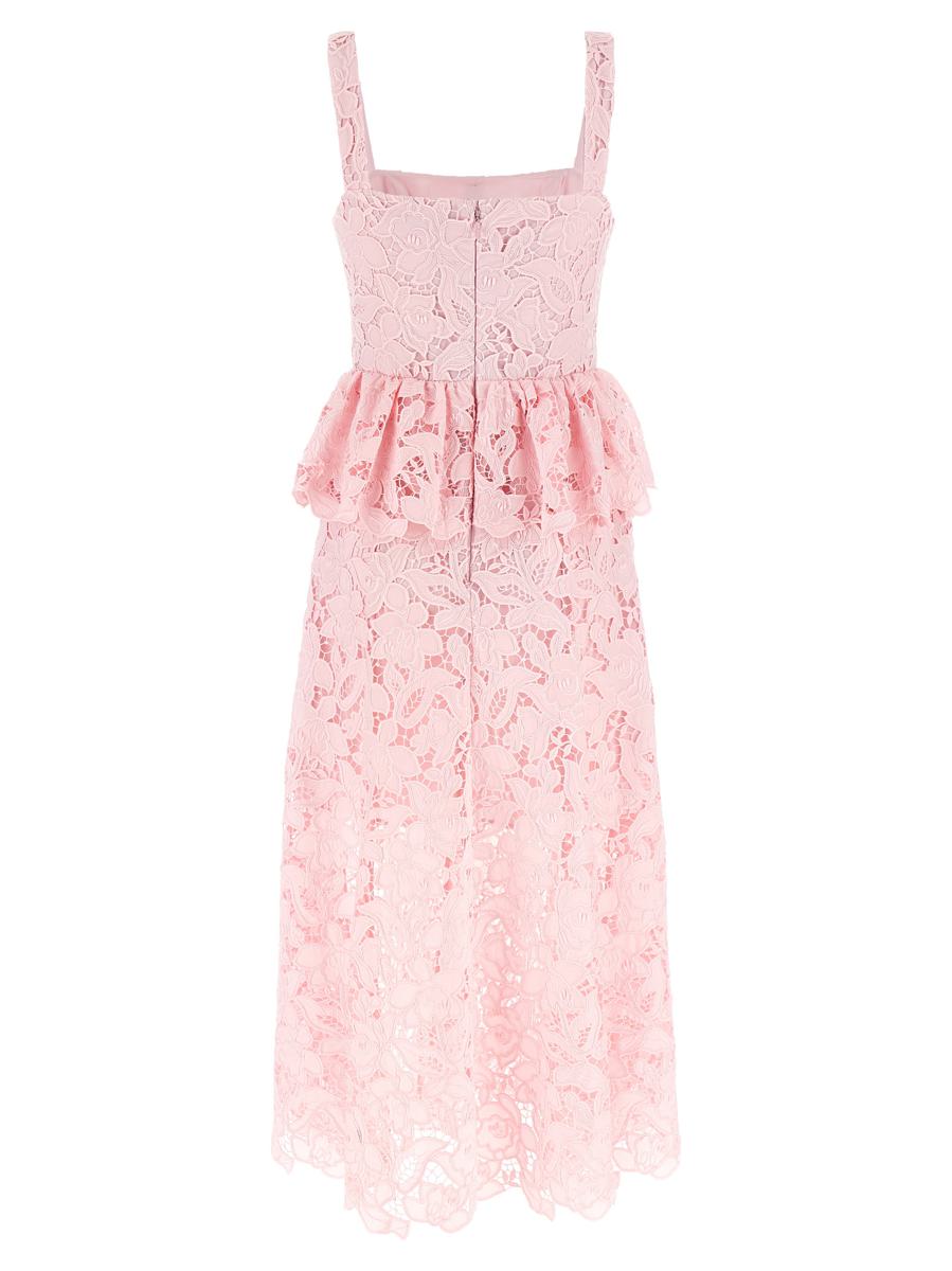 Self-Portrait 'Pink Lace Peplum Midi' Dress