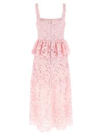 Self-Portrait 'Pink Lace Peplum Midi' Dress