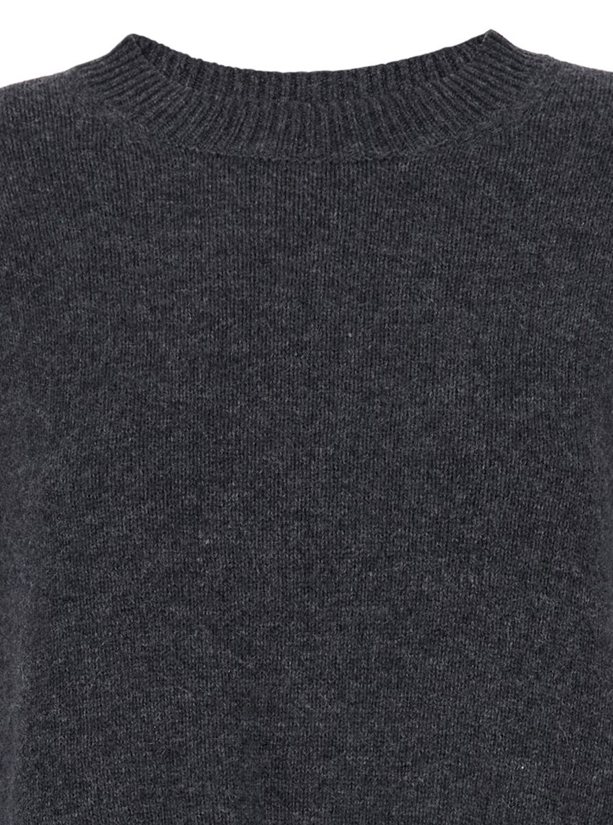 Grey Relaxed Crewneck Sweater In Cashmere Woman