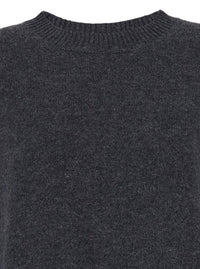 Grey Relaxed Crewneck Sweater In Cashmere Woman