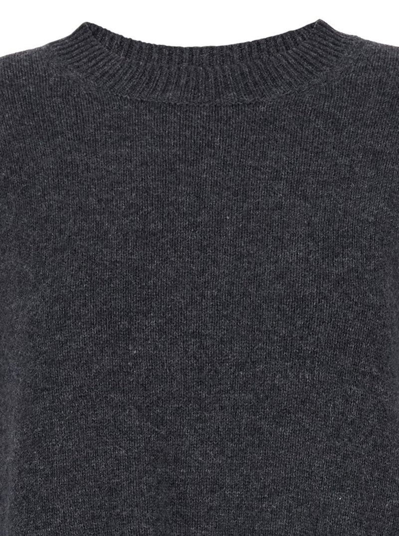 Grey Relaxed Crewneck Sweater In Cashmere Woman