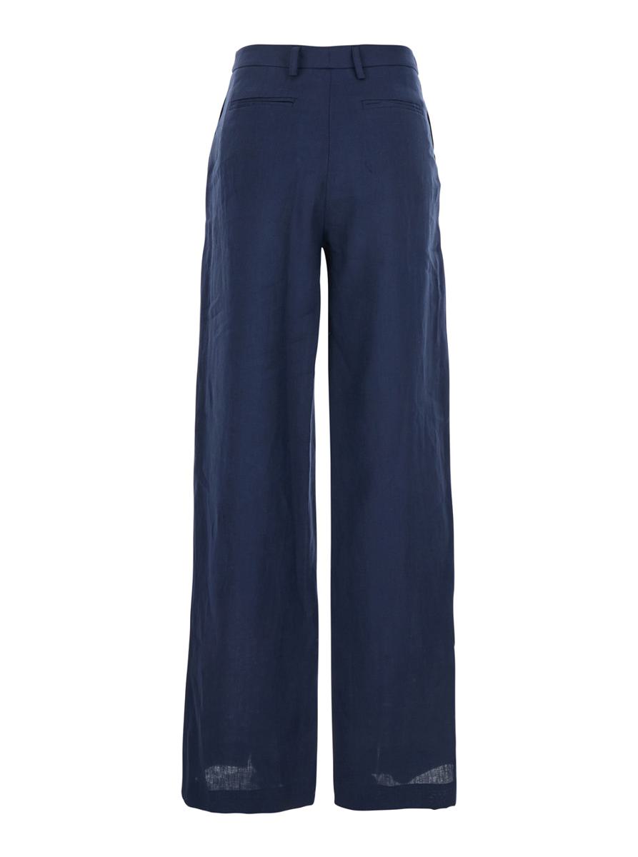 Blue Wide Leg Pants In Techno Fabric Woman