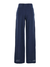 Blue Wide Leg Pants In Techno Fabric Woman