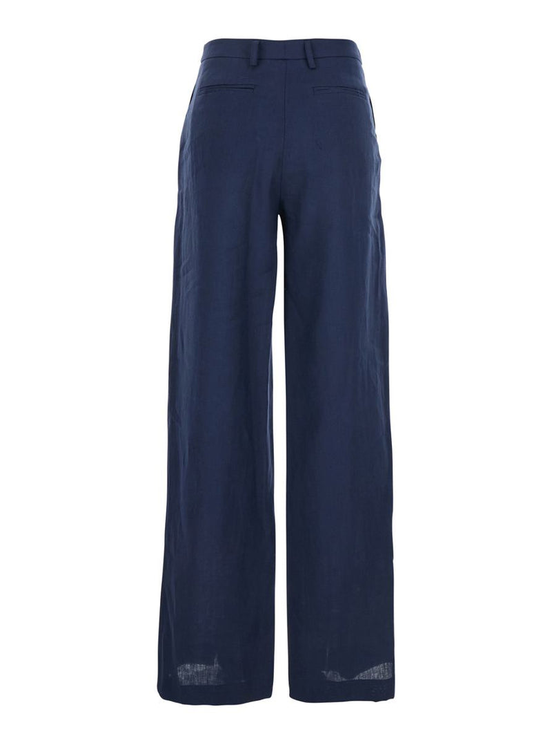 Blue Wide Leg Pants In Techno Fabric Woman