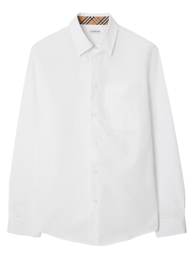 Burberry Check Detail Cotton Poplin Shirt Clothing