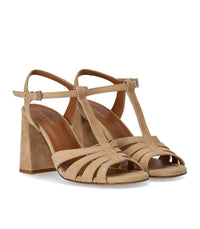 Guglielmo Rotta Jersey Beige Heeled Sandal
