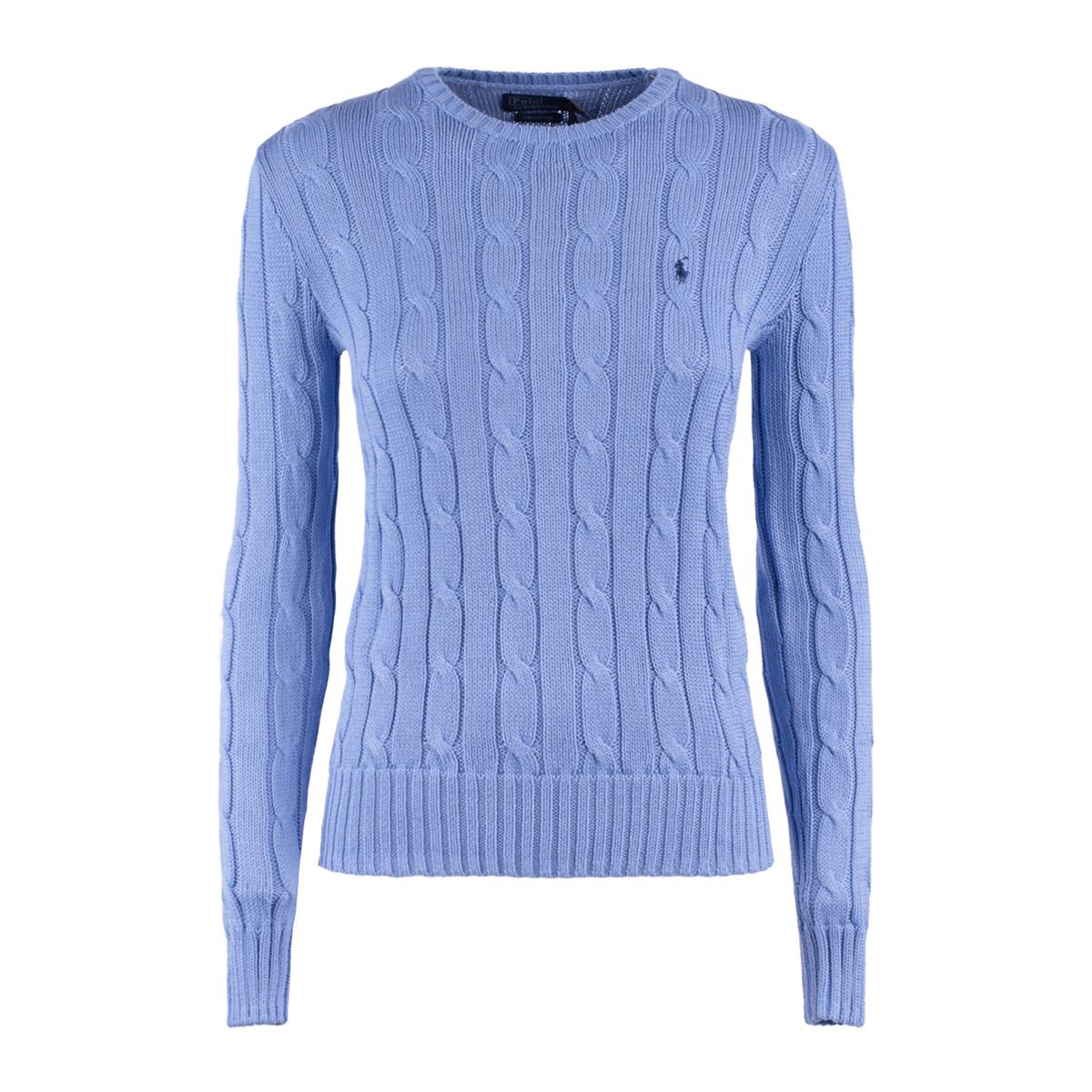 Ralph Lauren Cotton Cable-Knit Crew Neck Sweater New Blue Litchfield