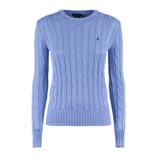 Ralph Lauren Cotton Cable-Knit Crew Neck Sweater New Blue Litchfield