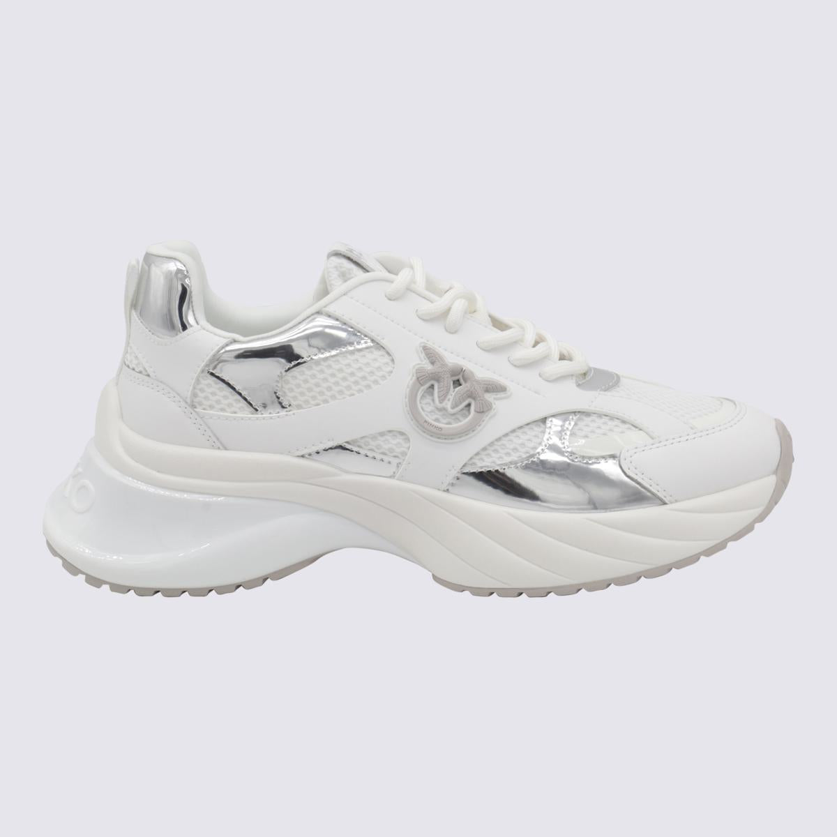 Pinko White And Silver Sneakers
