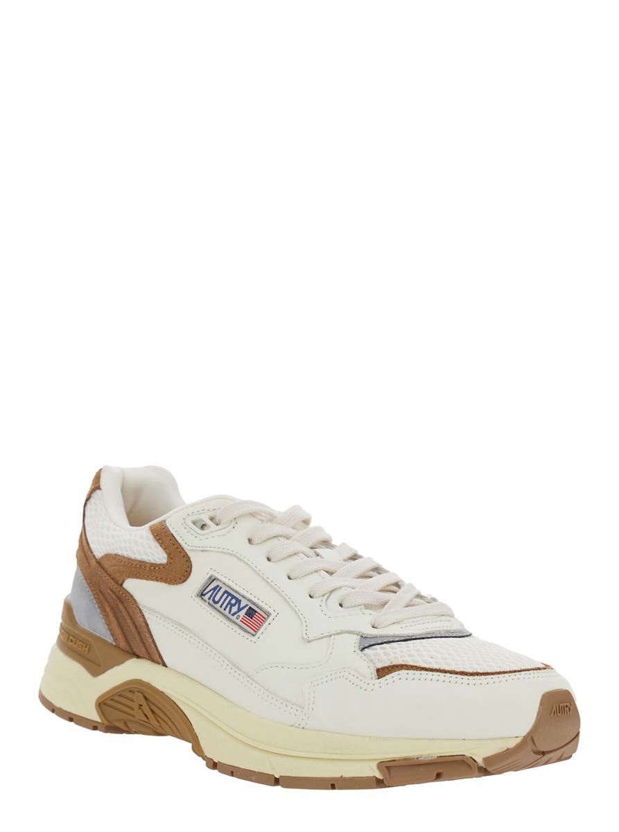 'Hyperway' Beige Low Top Sneakers With Logo Patch On Tongue And Side In Tech Fabric Man