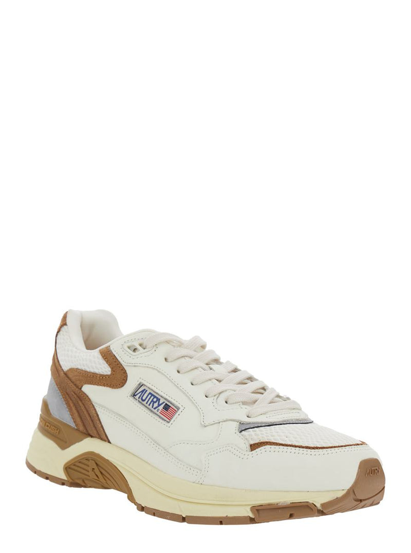 'Hyperway' Beige Low Top Sneakers With Logo Patch On Tongue And Side In Tech Fabric Man