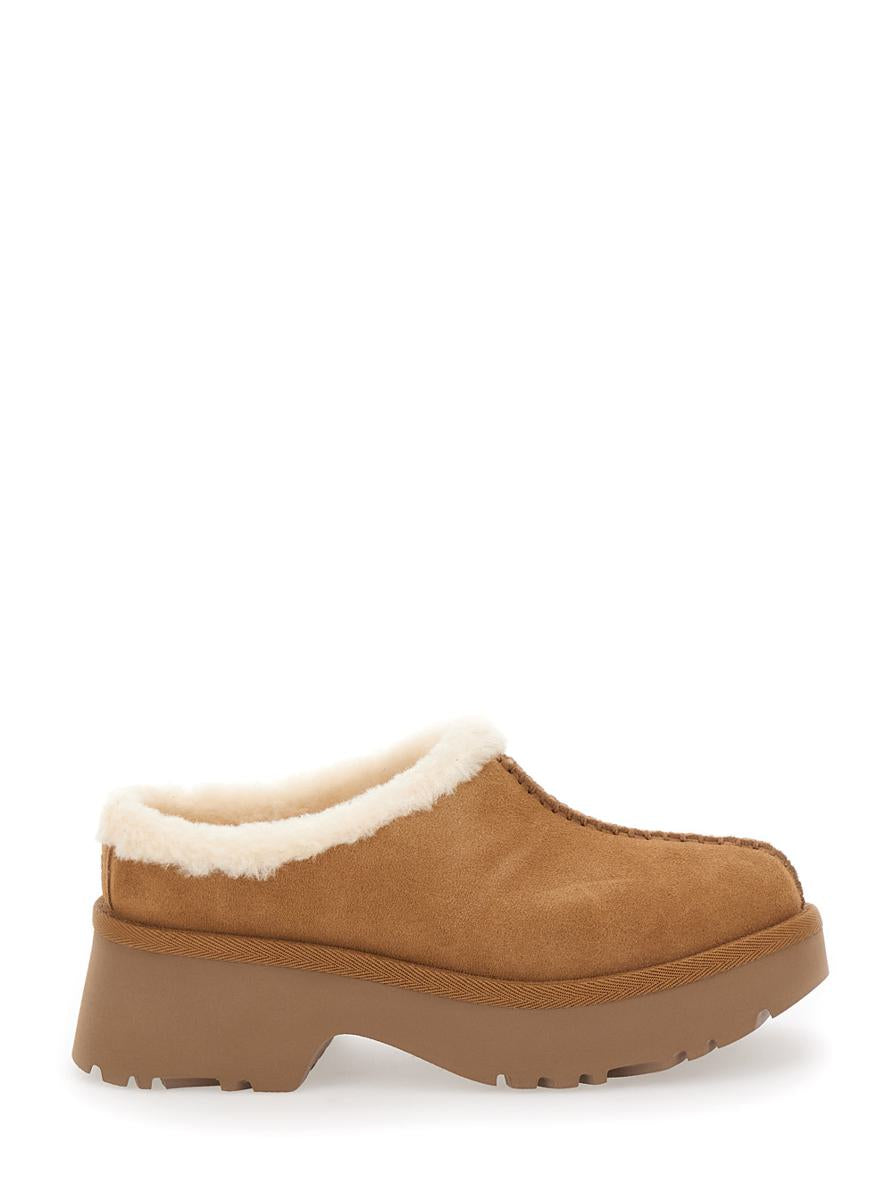 UGG ‘New Height' Mule With Brown Suede Women'S Embossed Stitching Detail