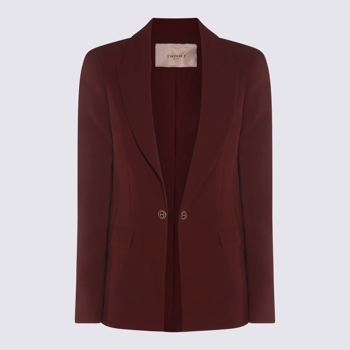 Twinset Dark Red Viscose Blazer