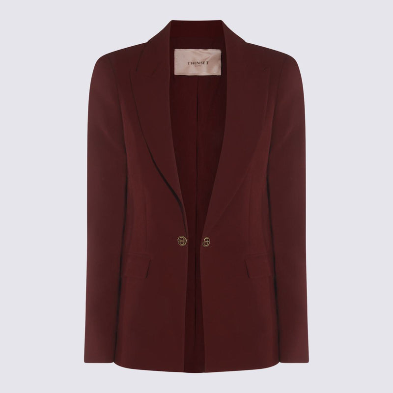 Twinset Dark Red Viscose Blazer