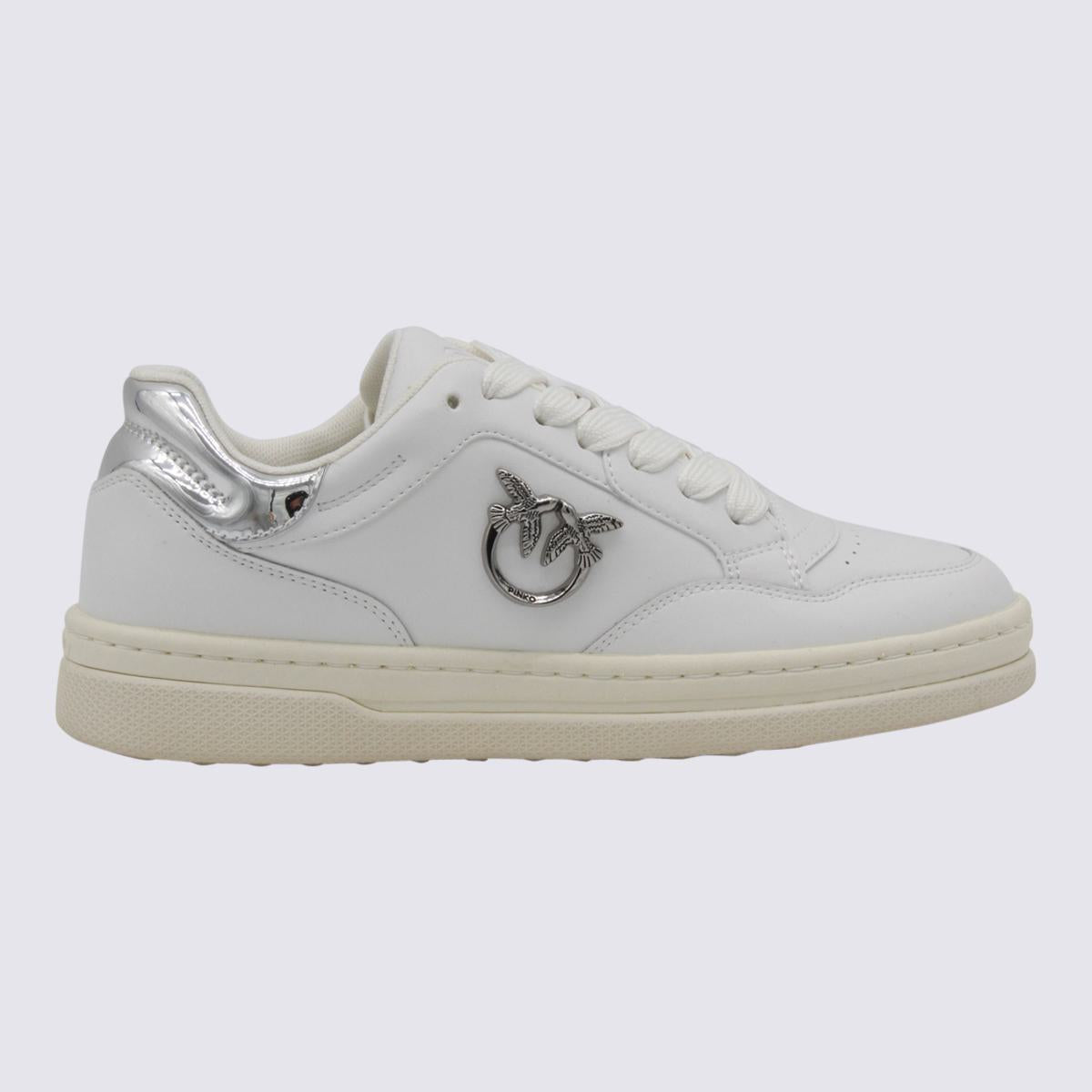 Pinko White And Silver Sneakers