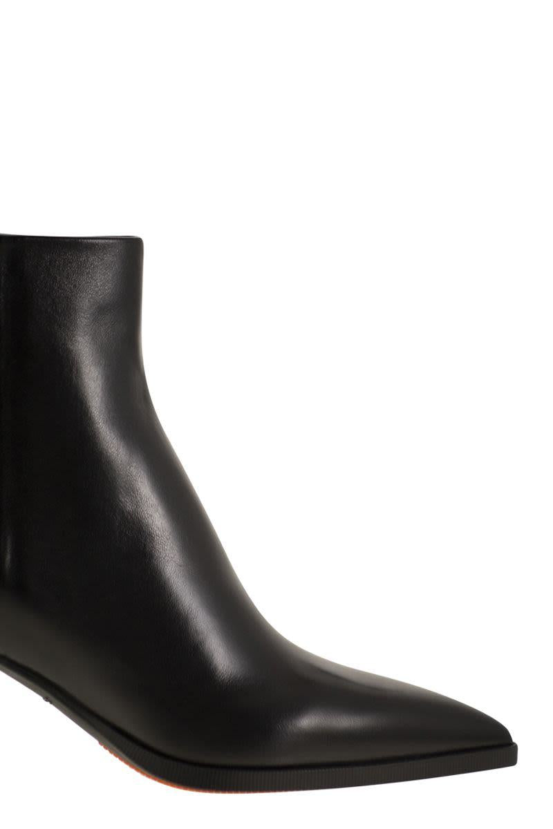 Santoni Medium Heel Leather Ankle Boot