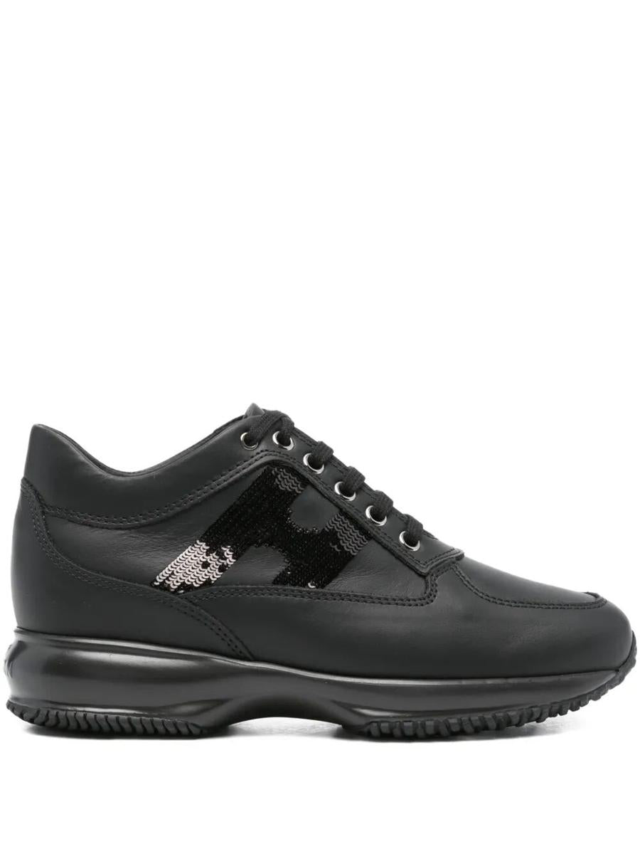 Hogan Interactive Sequin-Panel Leather Sneakers Shoes